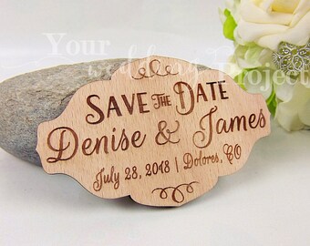 Custom Save the Date Magnet, Engraved Save the Date, Wood Save the Date, Rustic Save the Date, Wedding Favors, Wedding Invitation