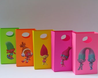 10 Trolls Party Favor Bag - Candy / Treat Bag - Trolls Boy/Girls Birthday Party - Trolls Goody /Gift Bag - Trolls Classroom Favor Bag