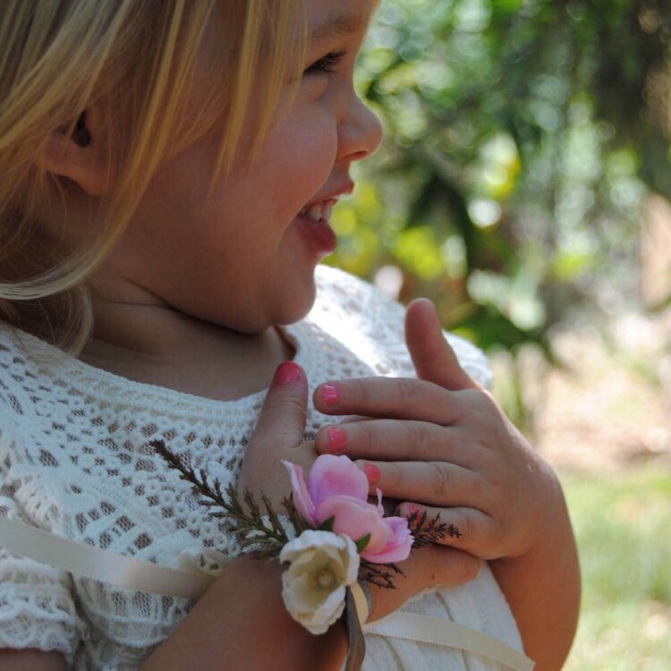 Flower Girl Corsage Pink Silk Corsage Ivory Silk Corsage
