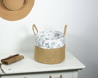 Burlap Storage Basket, Storage Basket, Basket, Storage, Storage Bin, Fabric Bin, Storage Tote, Tote, kids storage, clothing storage