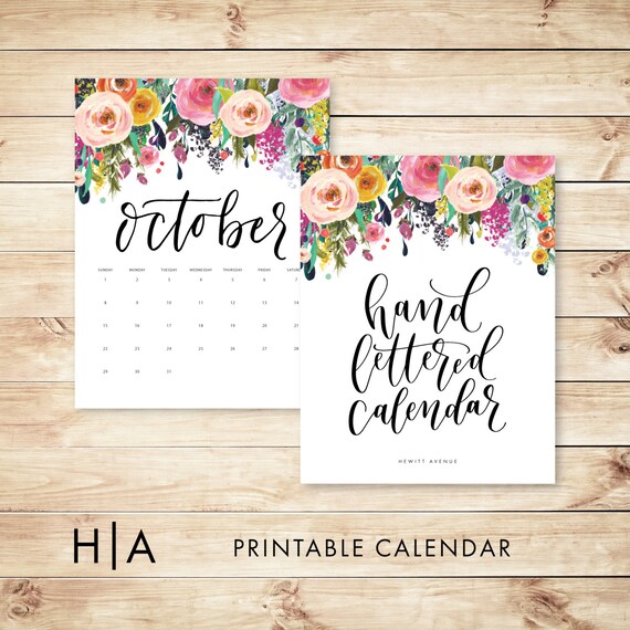 SALE Printable 2017 Calendar 5x7 Desk Calendar