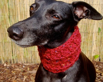 Red sighthound snood, whippet, lurcher, greyhound, Italian greyhound, dog scarf, dog snood, dog clothing, gifts for dogs, sighthound