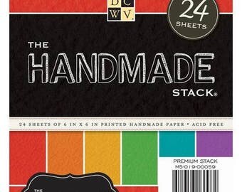 DCWV Handmade Stack, 24 Sheets of Handmade Paper, 6 x 6 Scrapbooking Paper, Textured Paper, Handmade Paper