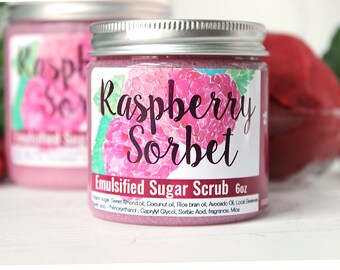 Raspberry Body Scrub, Raspberry Sorbet Emulsified Sugar Scrub, Hand Scrub, Bath Scrub, Girls Trip Gifts, Natural Skincare, Shower Scrub