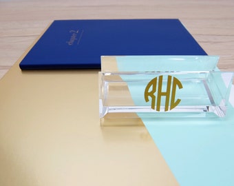 Business Card Holder Acrylic Monogram Personalized Single
