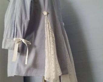 Size 18-20 Shabby Chic Top / Plus Size County Chic / Gypsy Cowgirl Top / Cowgirl Lace Top / Plus Size Boho Chic / Plus Size Upcycled
