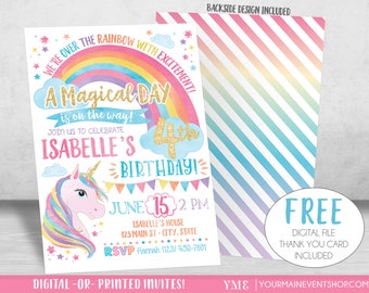 Unicorn Birthday Invitation, Unicorn Invitation, Rainbow Invitation, Magical Invitation, Rainbow Birthday Invite Printable, Unicorn Party