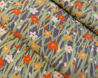 Chirimen crepe silk Kimono fabric - spring floral - by the yard