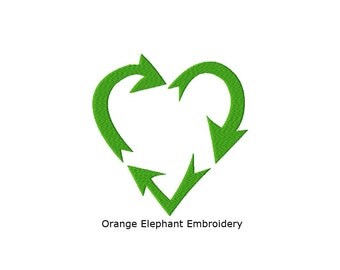 Triple Arrow Recycle Heart Unique Urban Machine Embroidery Design digital File