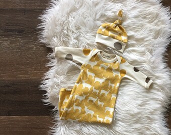 Newborn boy coming home outfit organic baby clothes take home outfit, deer, elk, hospital outfit, sleeper, sleep sack, hospital gown infant