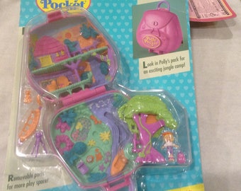 Vintage Polly Pocket Jungle Adventure Vacation Fun Travel BAg Playset