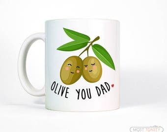 Dad Birthday Gift from Daughter | Funny Gift for Dad Mug | Olive You Dad Coffee Mug | Dad Gift from Daughter