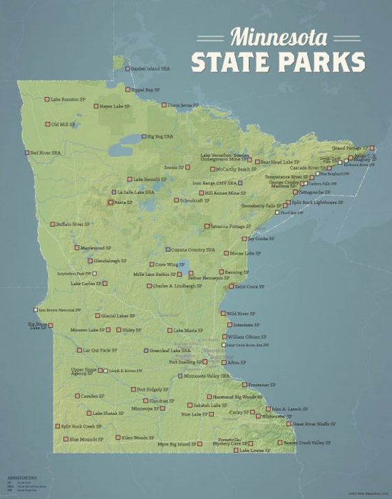 minnesota state parks map 11x14 print