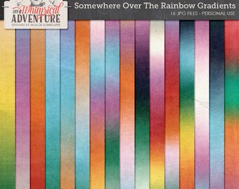 Rainbow digital scrapbooking papers, digital download, wizard of oz, gradient papers, rainbow gradient, ombre, paperpack, fairytale, dreams