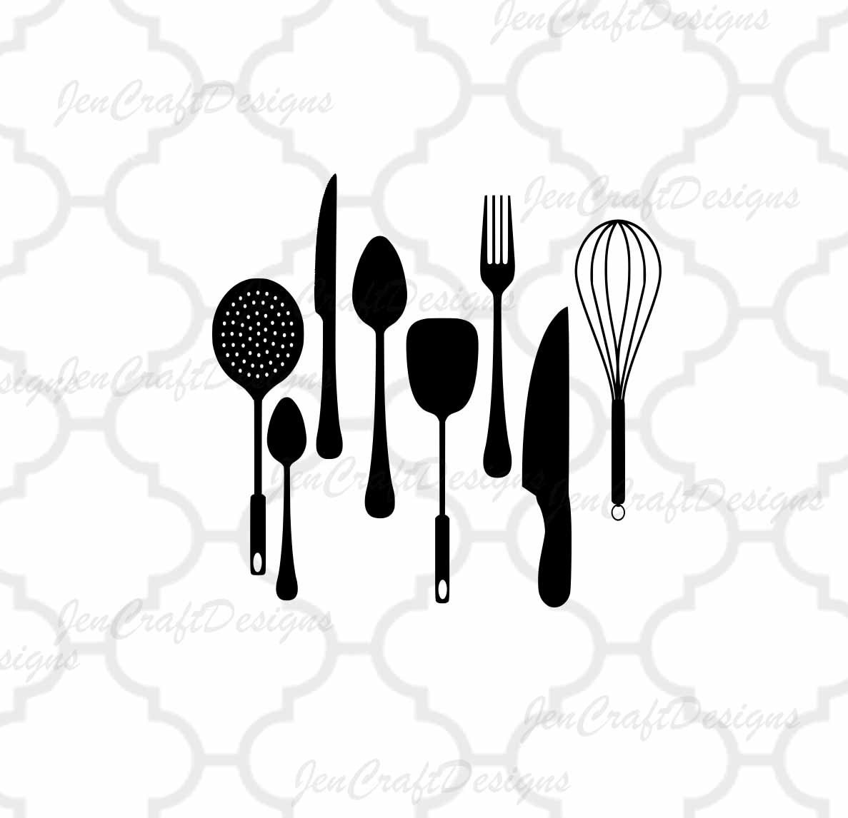 Download Kitchen SVG, Utensils Vector Digital Cut File Set in Svg, eps, dxf and PNG Format for Cricut and ...