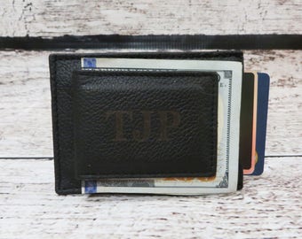 Personalized Leather Money Clip, Card Holder, Engraved, Groomsmen Gift, Gifts for Men, Fathers Day, Corporate Gifts, Groomsman (AX3824)