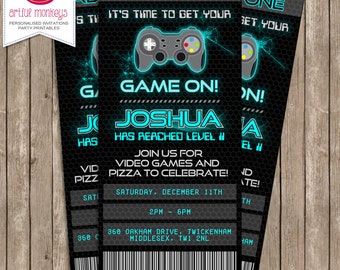 Printable Video Game Party Invitation