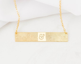 30% OFF - FingerPrint Bar Necklace - Custom FingerPrint Jewelry - Memorial FingerPrint - Wedding Gift - Couple Gift - Christmas Gift