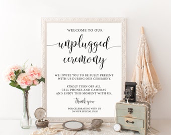 Unplugged Wedding Sign, Unplugged Ceremony Sign, Unplugged Ceremony Printable, No Cell Phone Sign, Unplugged Sign, Wedding Signage