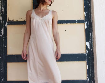 Vintage beige lingerie midi underdress,underwear.size 42,44