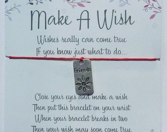 Wish Bracelet - Friends Tag / Charm Bracelet / Friendship Bracelet / Dog Tag / Friendship Gift / Choice of colours / Wish Knots