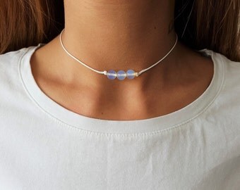 Opal Choker, Gemstone Choker, Boho Choker, Bohemian Choker, Thin White Choker, Howlite Bead Choker, Cute Choker, White Choker, Choker