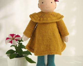DUNIASHA waldorf doll with big set of clothes, doll handmade, knitted doll, waldorf toy, cloth doll, rag doll, kids gift