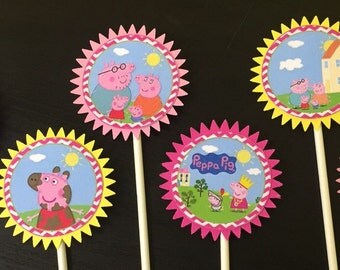 Peppa Pig Cupcake Toppers (6), Peppa Pig Birthday Party, Peppa Pig Cake Toppers, Peppa Pig Birthday, Peppa Pig