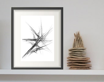 Black and White Abstract Art - Abstract PRINTABLE Art, Fractal Art, Minimalist Art, Contemporary Wall Art, Minimal Print, Modern Wall Art