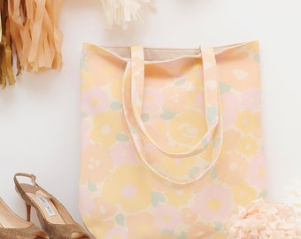 Floral Canvas Bag - Floral Handbag - Shoulder Bag - Floral Tote Bag - Flower Design - Plain Canvas Floral Bag - Alphabet Bags