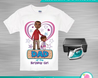 Doc Mcstuffins Iron On Transfer, Dad of the Birthday Girl, Printable Iron On DIY, T-Shirt Iron On Print Yourself