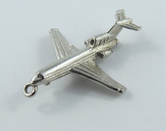 Passenger Airplane Sterling Silver Charm or Pendant.