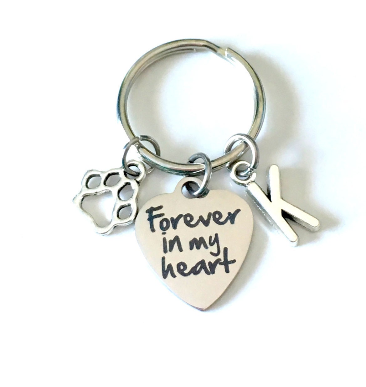 SALE Loss of Dog Sympathy Gift Forever in my Heart Keychain