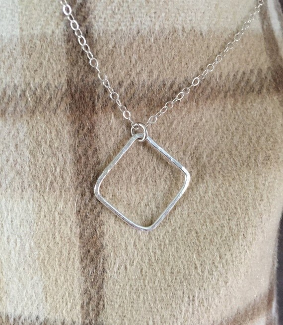 Open Square Necklace Choker Sterling Silver
