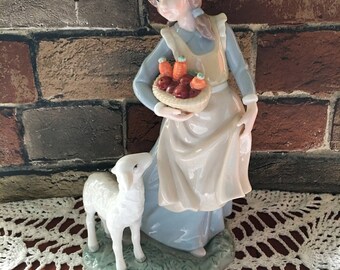 Stunning Lladro Inspired Figurine-Shephardess with Lamb