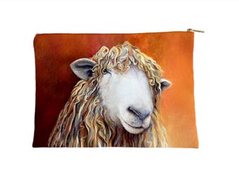 Sheep Pouch, Zippered Travel Bag, Make Up Bag, Cosmetics Bag, Sheep Pencil Case, Accessories Pouch - large and small size