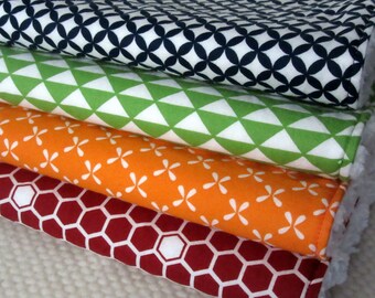 Set of Four Brightly Colored Baby Burp Cloths, baby burp cloth, gender neutral burp cloths, burp cloths boy, burp cloths girl, burp rags