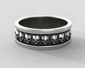 pirate skull ring, sterling silver oxidized, jack sparrow, mens skull band