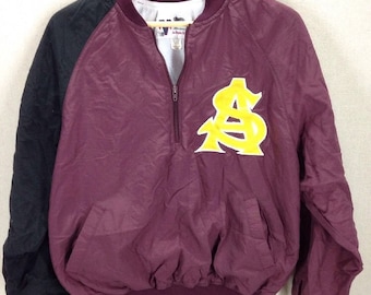 Vintage ASU Sun Devils Baseball Team Worn Dugout Jacket Sz Lg Stitched Logos