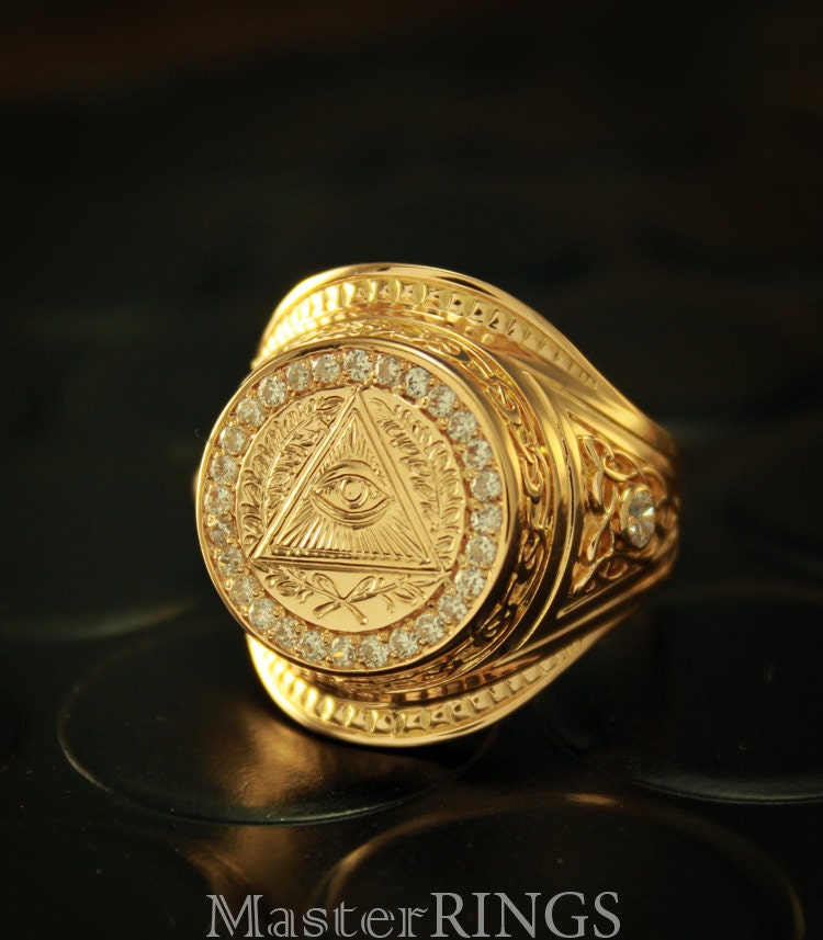 SALE 10% OFF Masonic large signet ring All-seeing eye ring