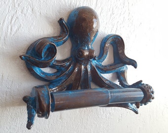Octopus Toilet Paper Holder, Nautical Bathroom, Octopus Decor, Nautical Bathroom Decor Toilet Paper Holder, Nautical Decor, Octopus Wall Art