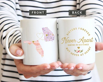 Sister Moving Mug, Mug for Sister Moving, Long Distance Sister Mug, State to State Mug, Moving Away Gift, Together Forever Mug, Sister Gift