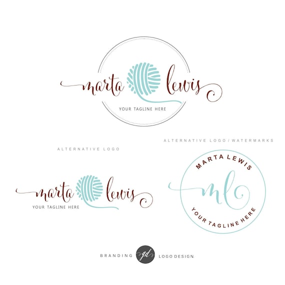 Crochet logo package Premade Branding Kit Knitting logo