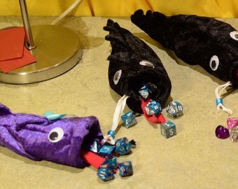 Blep Monster Dice Bag Cute Googly Jiggly Eyes Dungeons And Dragons RPG DnD D&D Dicebag Pouch Tongue Hairbow