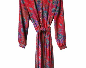 Vintage Floral Pleated Dress