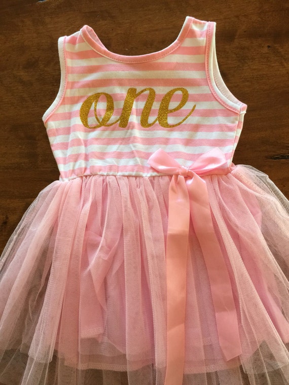 First birthday outfit, 1st birthday dress, pink tutu dress with gold letters, cake smash outfit, dress for girls first birthday