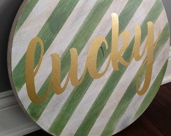 Lucky Sign/St. Patrick's Day Sign/Rustic Worn Sign/Wall Decor/Mantle Decor/