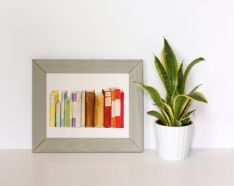 Books Watercolor Painting, Fine Art Print, Book Illustration, Book Art, Teacher Gifts, Books for Decor, Child's Room Decor, Book Painting