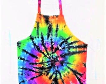 Chef Gift// Black and Rainbow Apron// Tie Dye Apron// Gay Pride// Grilling accessory// Hippies // cook// BBQ// Gift for Dad// A2
