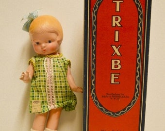 Trixbe doll by Freundlich, 11 inch, Patsy look a like, AO old store stock w/original box